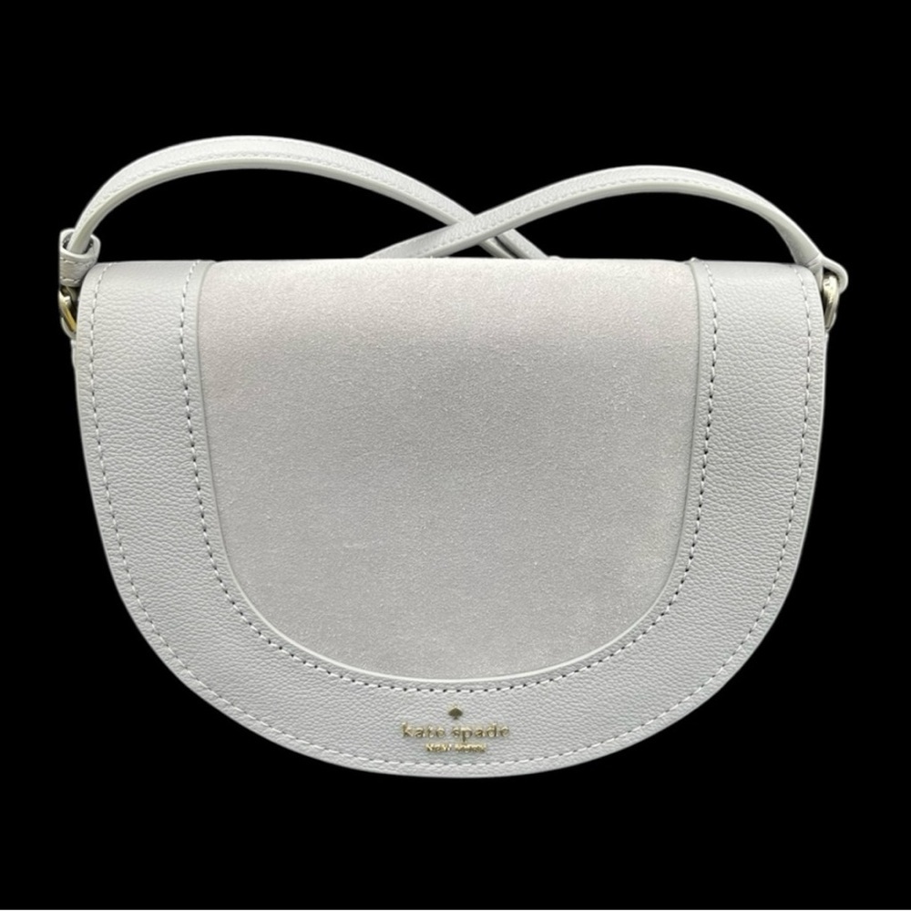 NWT Kate Spade Luna Crescent Gray Crossbody Shoulder Purse Suede & Leather - Picture 13 of 14